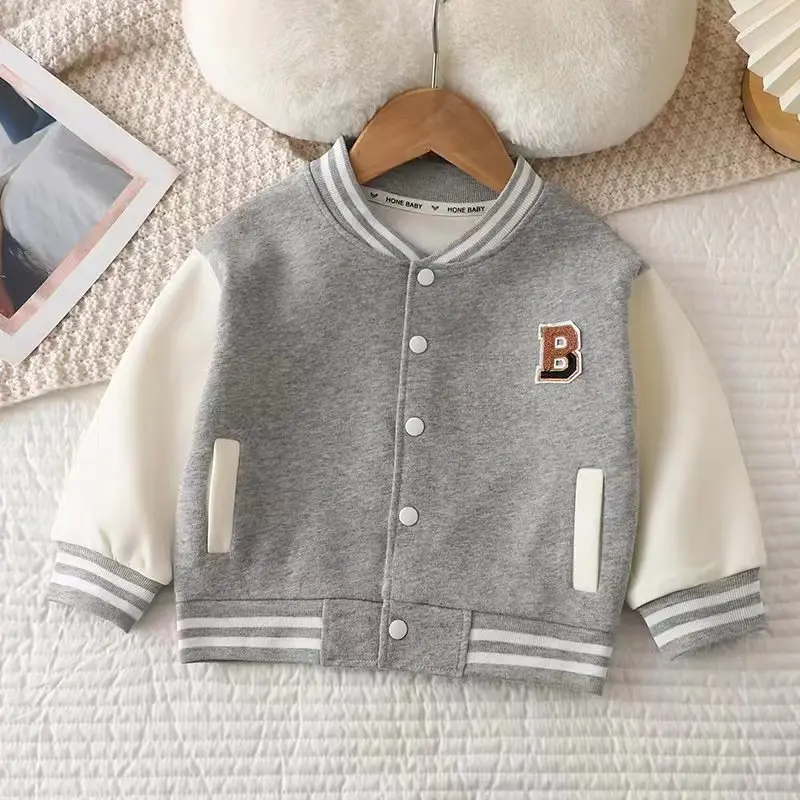 

Children Clothing 2024 New Kids Baseball Jacket Boys Spring Autumn Thin Coat Fashion Casual Open Front Jacket