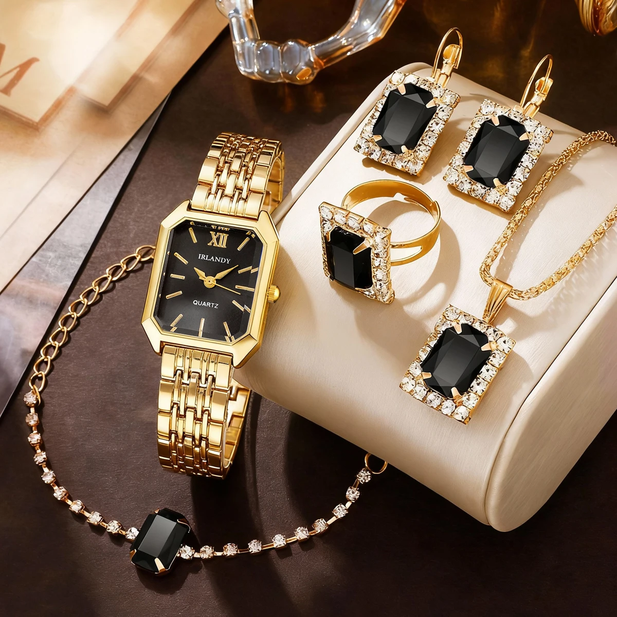 6-piece ladies' elegant quartz watch and minimalist accessory set for daily wear, holidays, and gifts for friends and family