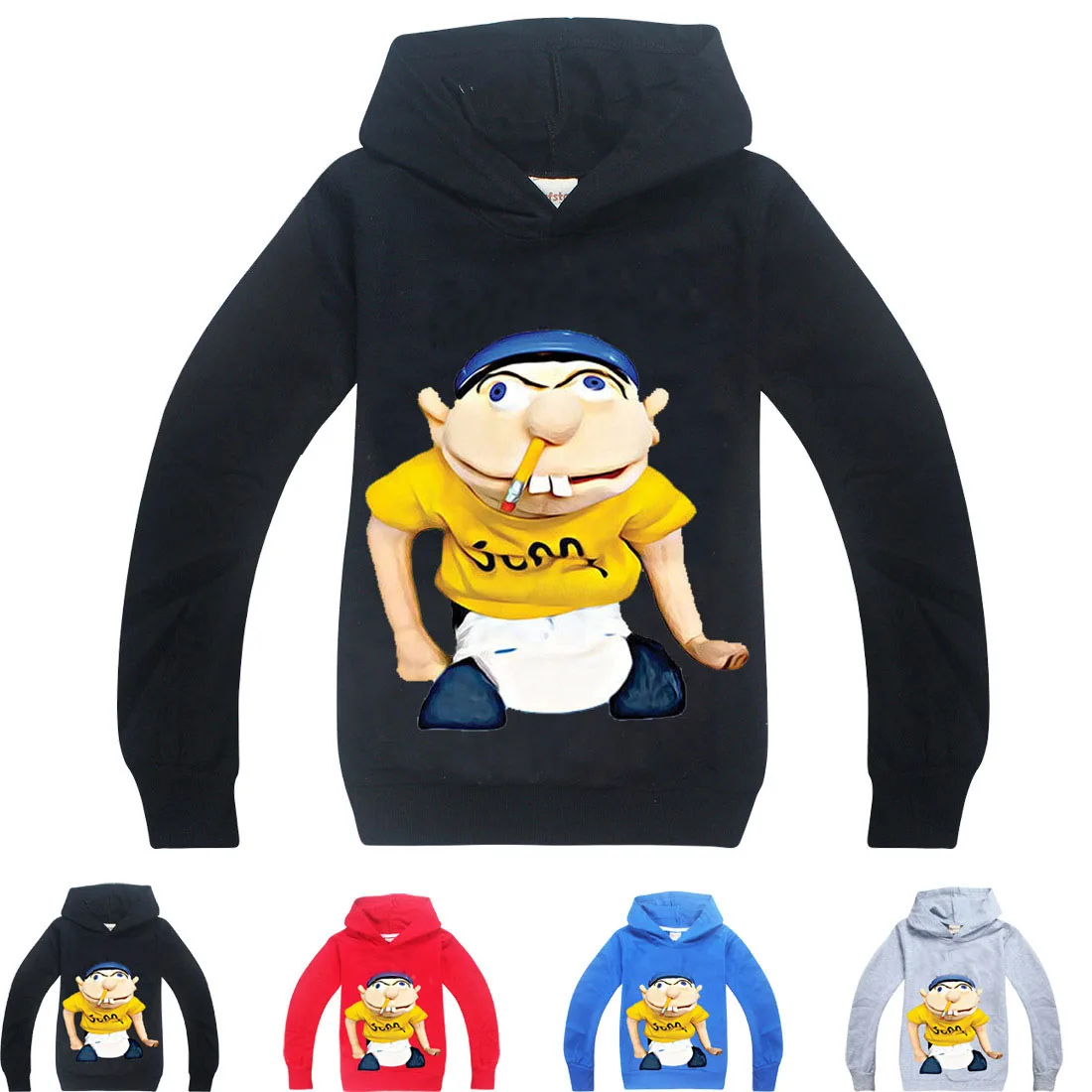 2-16Y Newest Funny JEFFY Youth Kids Cartoon Hoodies Fall/winter Boys Hoody Fashion Outwear Girls Sweatshirt Children Casual Coat