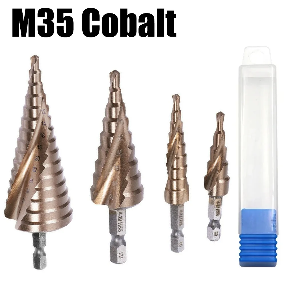 M35 Cobalt Containing Hexagonal Spiral Step Drill Stainless Steel Tapping 3-12/4-12mm Pagoda Drill Cutting Tool Drill Bit Tool