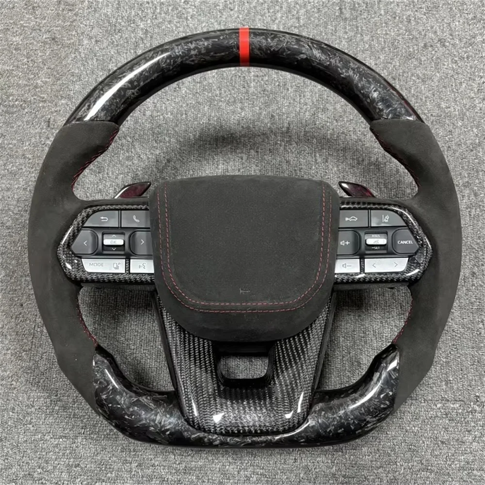 

Modified Sports Leather Carbon Fiber Racing Style Steering Wheel Horn Button Upgrade for Toyota Corolla LC300 Hilux Fortuner