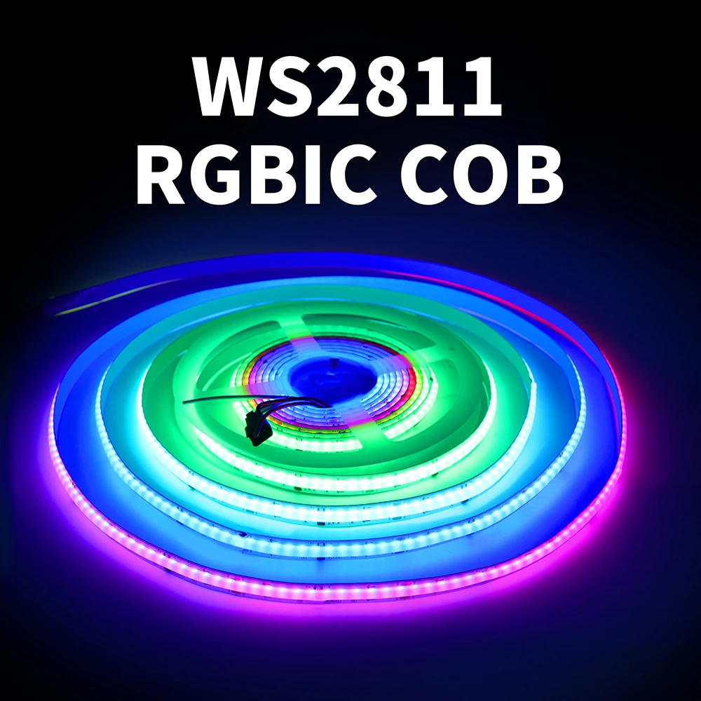 

Cob Rgbic Led Strip Ws2812b: 720 Addressable Rgb Pixels Full Color 10mm 12-24v High Density Flexible Fob Ws2811 Cob Led Lights