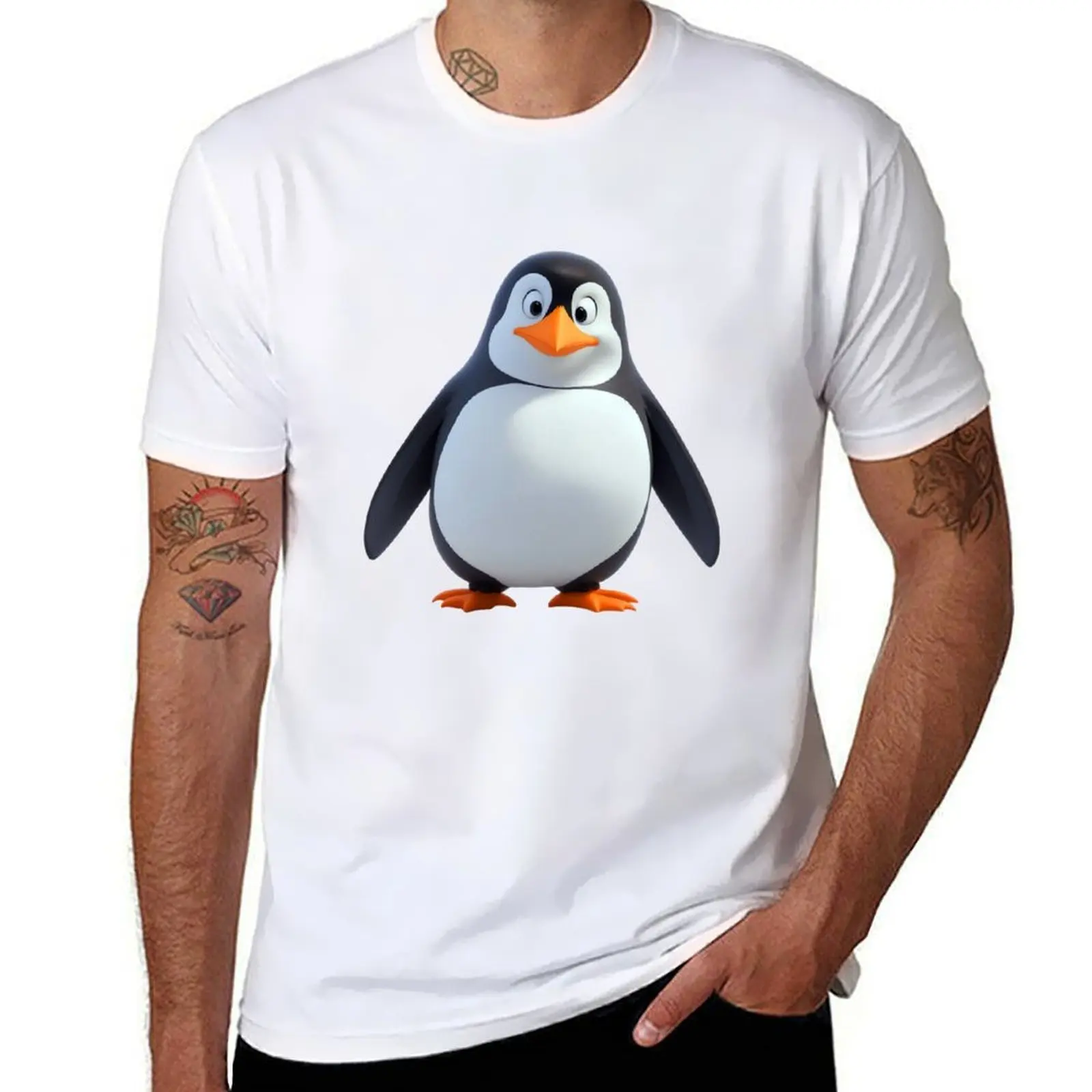 

for Cute man casual T-Shirt penguin bird club men 100% antarctic baby shirts cotton shirts winter adorable t t