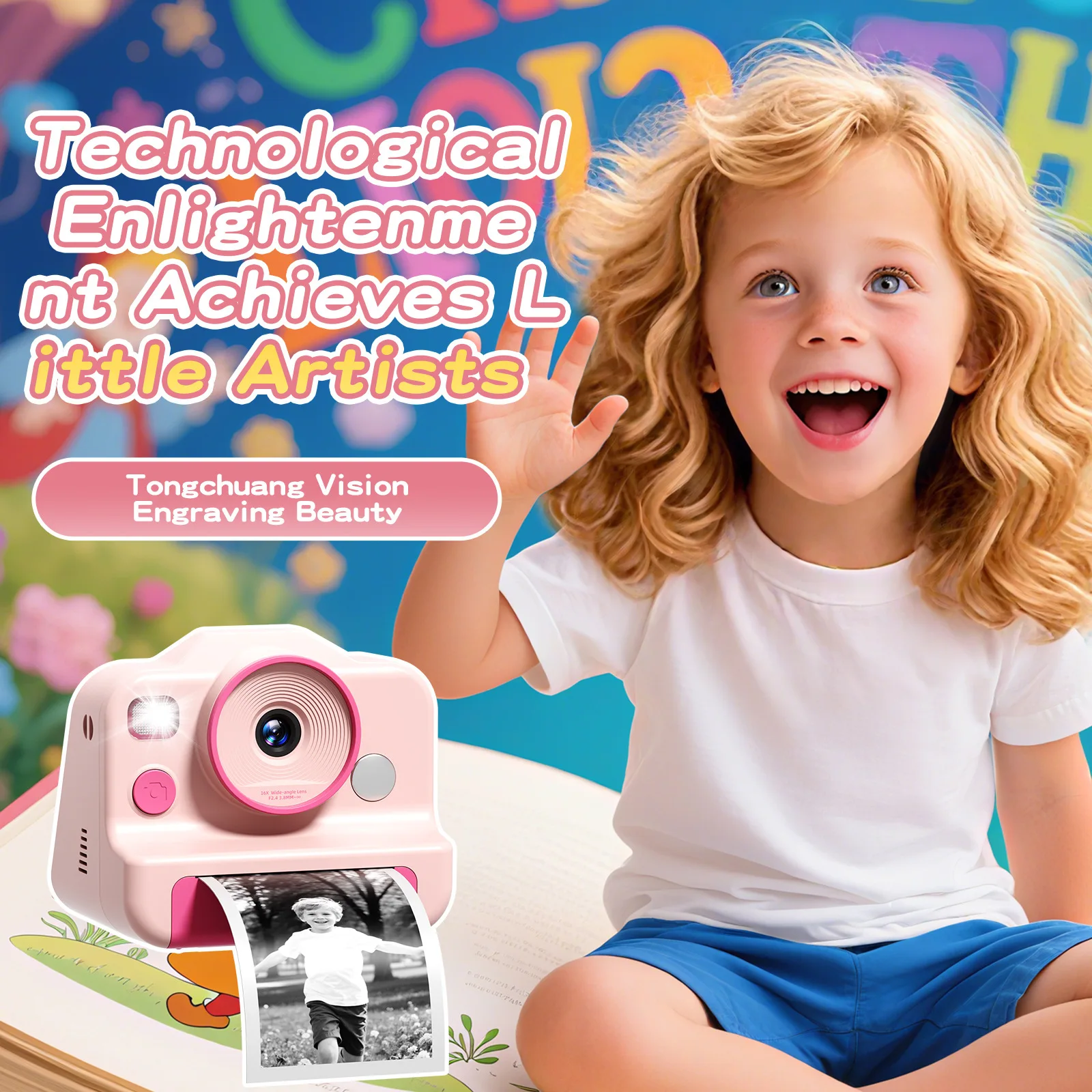 Puzzel Kinderprintcamera HD Digitale Polaroidcamera Polaroidcamera voor kinderen