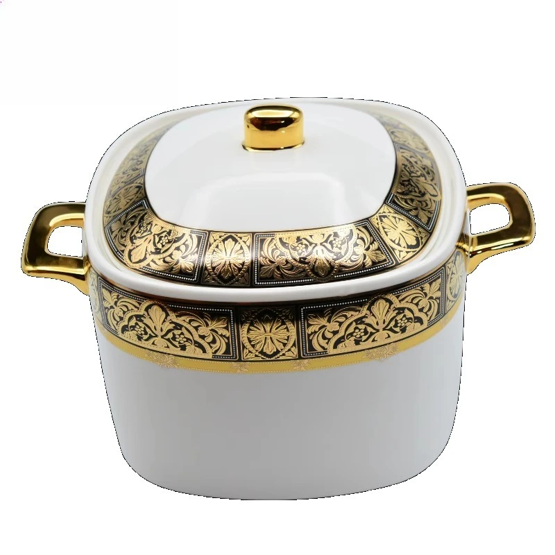 98pcs Golden Luxury Black Gold Ceramic Porcelain Royal Kitchen Dishes & Plates for Dinner