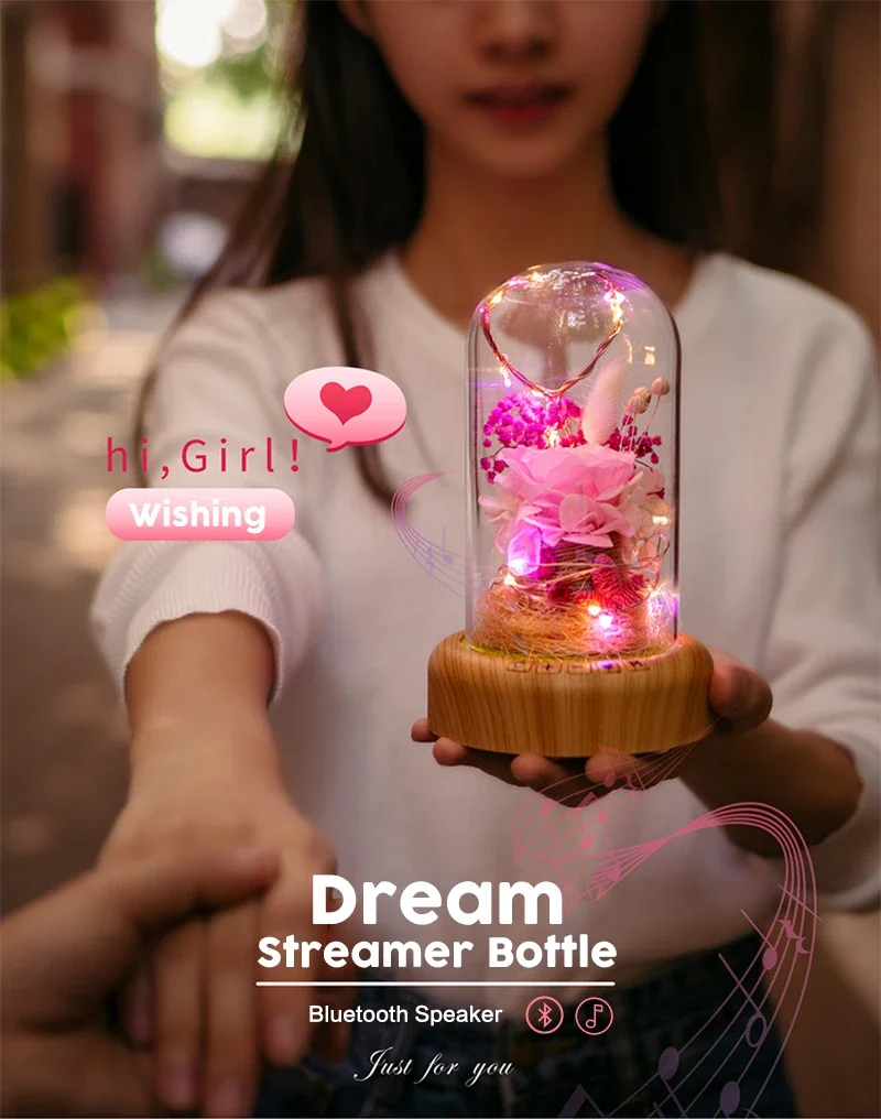 LED ナイトランプ飾る夢 Bluetooth 音声スピーカークリスマスエバーフレッシュフラワークリエイティブオルゴール充電式デスクライトギフト