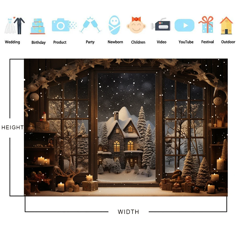 Bonvvie Christmas Backdrops Xmas Tree Gifts Wooden House Family Party Decoration Photography Background Photobooth Photo Studio