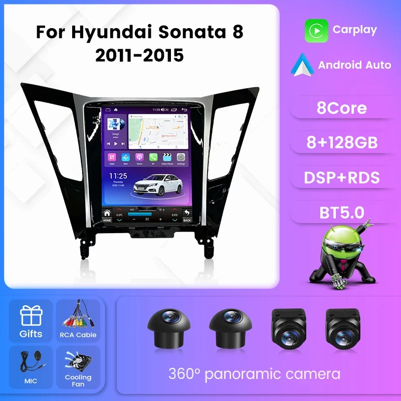 

Tesla Style Screen Car Radio For Hyundai Sonata 8 YF 2011-2015 Android all in one Multimedia Player Carplay Android Auto DSP RDS