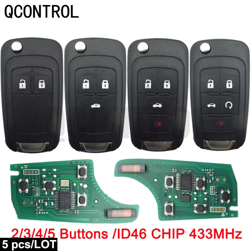 QCONTROL Car Alarm Remote Key fit for Chevrolet Malibu433MHz Door Lock Cruze Aveo Spark Sail 2/3/4 Buttons