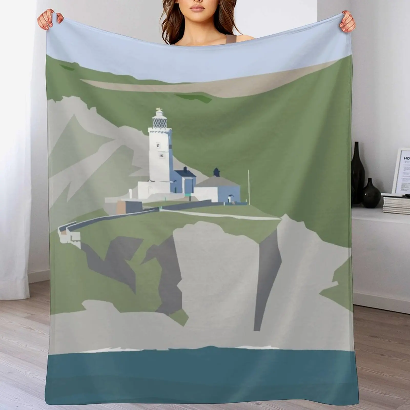 Start Point Lighthouse from the Sea Throw Blanket Blankets For Sofas anime Soft Big Decorative Beds Blankets