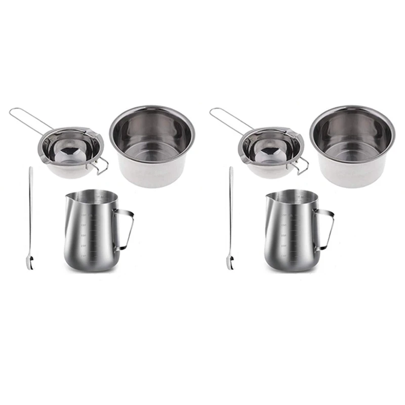 

8 Set Stainless Steel Double Boiler Long Handle Wax Melting Pot, Pitcher & Mixing Spoon Candle Soap Making