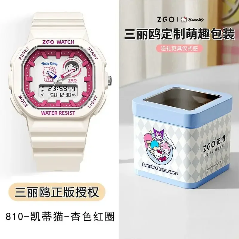 Zgo sanrio serie hallo kitty mädchen uhren ins leuchtende wasserdichte studenten sport elektronische uhr