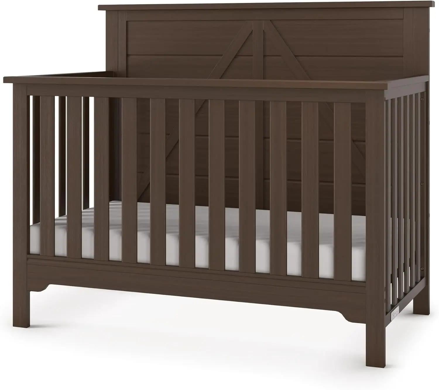 Woodland 4-in-1 Convertible Crib, Baby Crib Converts to Day Bed, Toddler Bed and Full Size Bed, 3 Adjustable Mattres