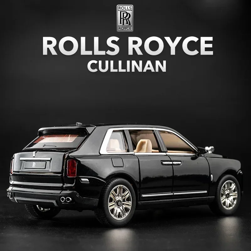 Rolls Royce Cullinan Diecast Metal Miniature Car Model Puxar, luz e som, porta aberta, luxo, presente de coleção para menino, 1:24