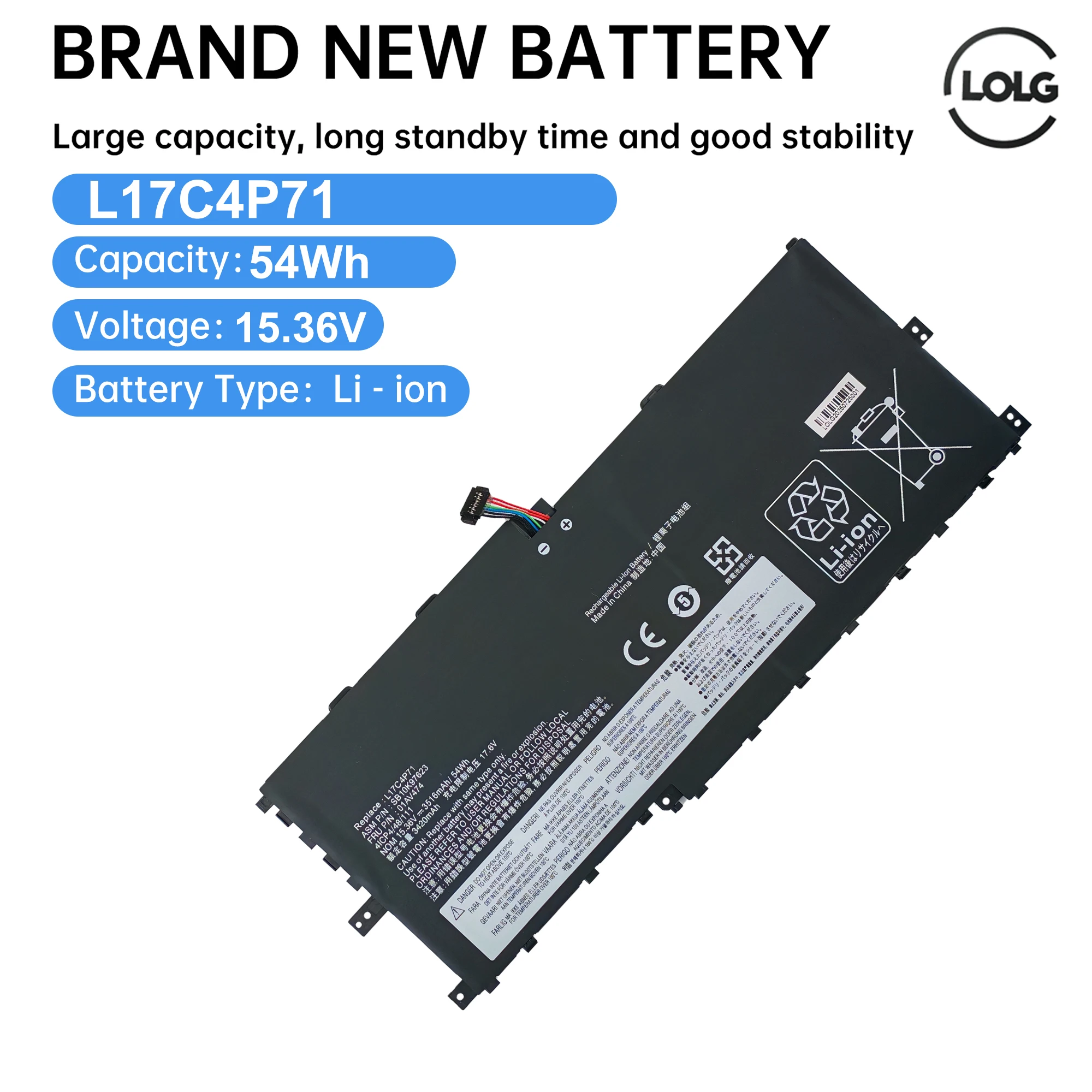

L17M4P71 L17C4P71 Аккумулятор для Lenovo ThinkPad X1 Yoga 3-го поколения 2018 серии L17M4P73 SB10K97638 01AV499 01AV474 54WH