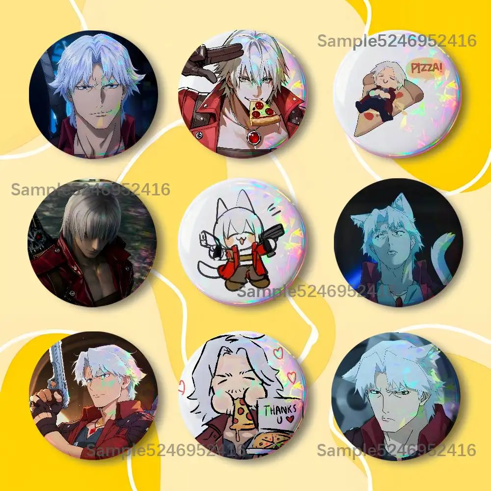 

D-Dante D-Devil May Cry 5 DMC5 Laser Badge Round Creative Pins Brooch Niche Design Brooch for Backpack Lapel Pins Accessories