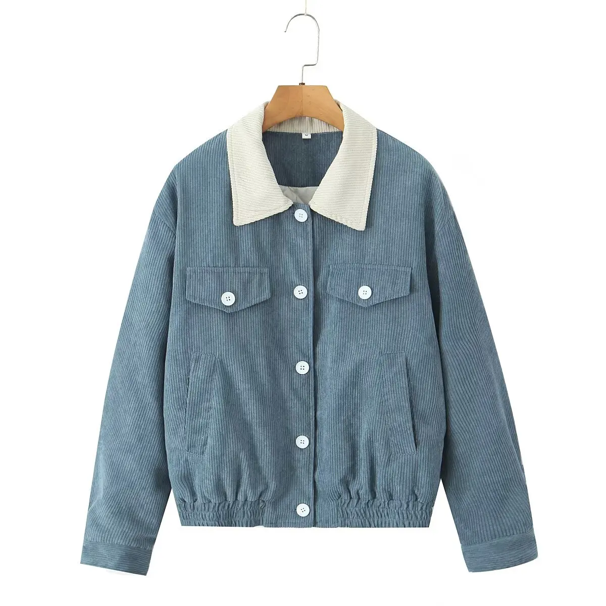 

2025 WOMAN Fashion European and American Style Autumn New Corduroy Stitching Quilted Lining Padded Jacket Coat Outerwear Mujer