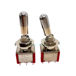 1pc SH T80-T Round Top Anti-mishandling Locking Lever 6.35mm Panel Mount Mini Toggle Switch 3Pins 6Pins 2/3 Positions ON OFF ON