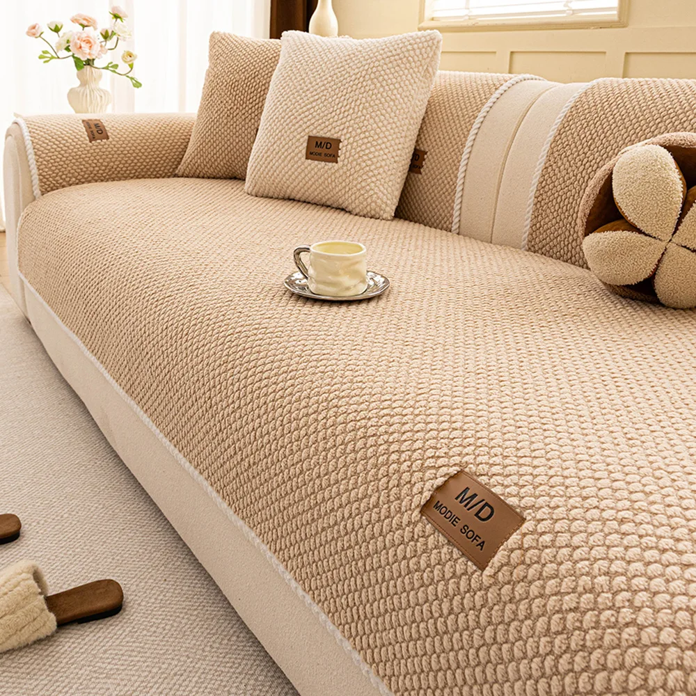 Luxury Chenille Sofa Cover Four Season Universal Sectional Sofa Towel Anti-slip Couch Cover for Living Room, Not Whole Set