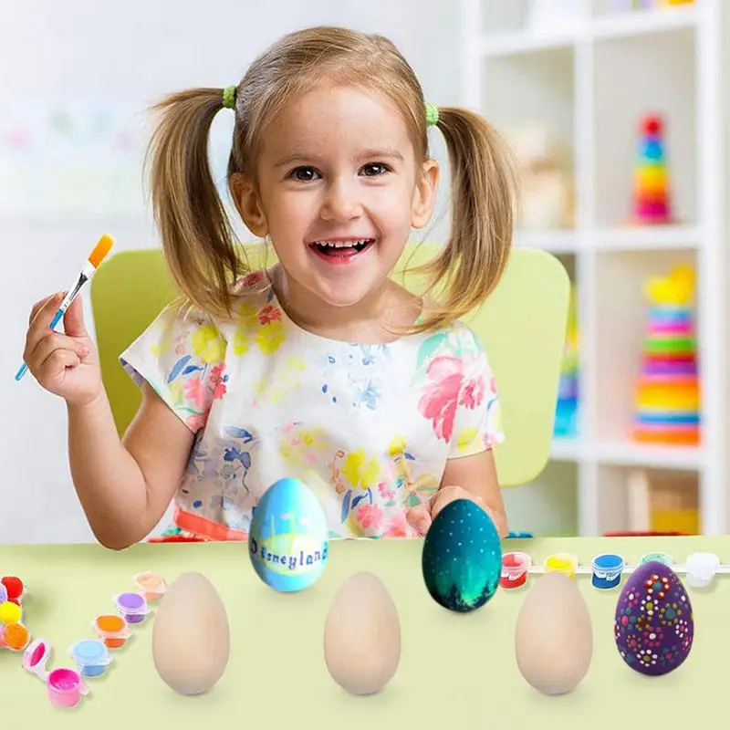 Wooden Easter Eggs For Crafts 20pcs Smooth Wooden Fake Eggs To Paint DIY Party Favors Creative Easter Decor Kids DIY Game