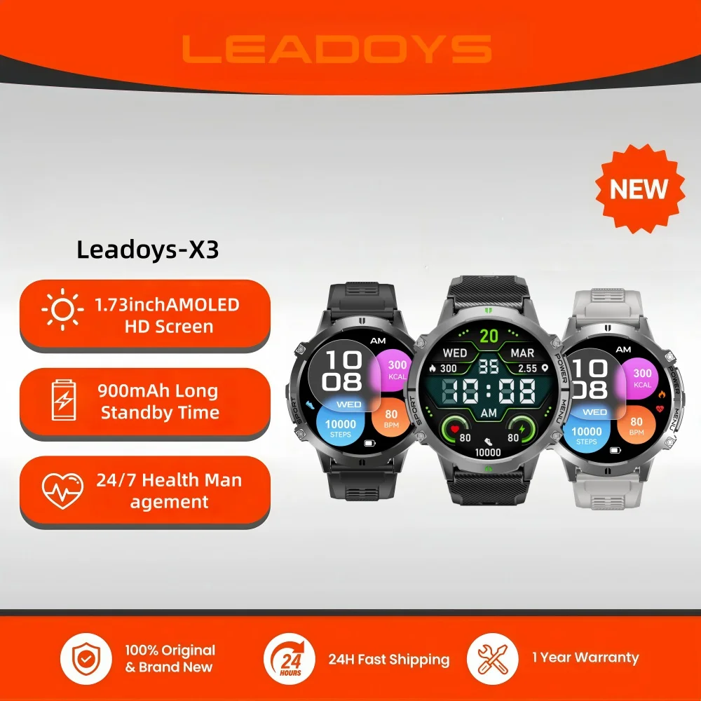 

Leadoys X3 – montre connectée solaire Ultra GPS, écran AMOLED de 1.73pouces, taux de rafraîchissement de 60Hz, appels Bluetooth