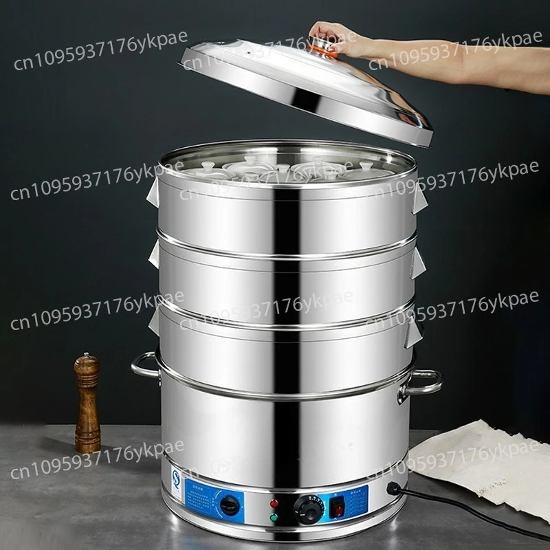 Heightened and thickened stainless steel electric steamer Electric steamer Three-layer multi-functional household cooking