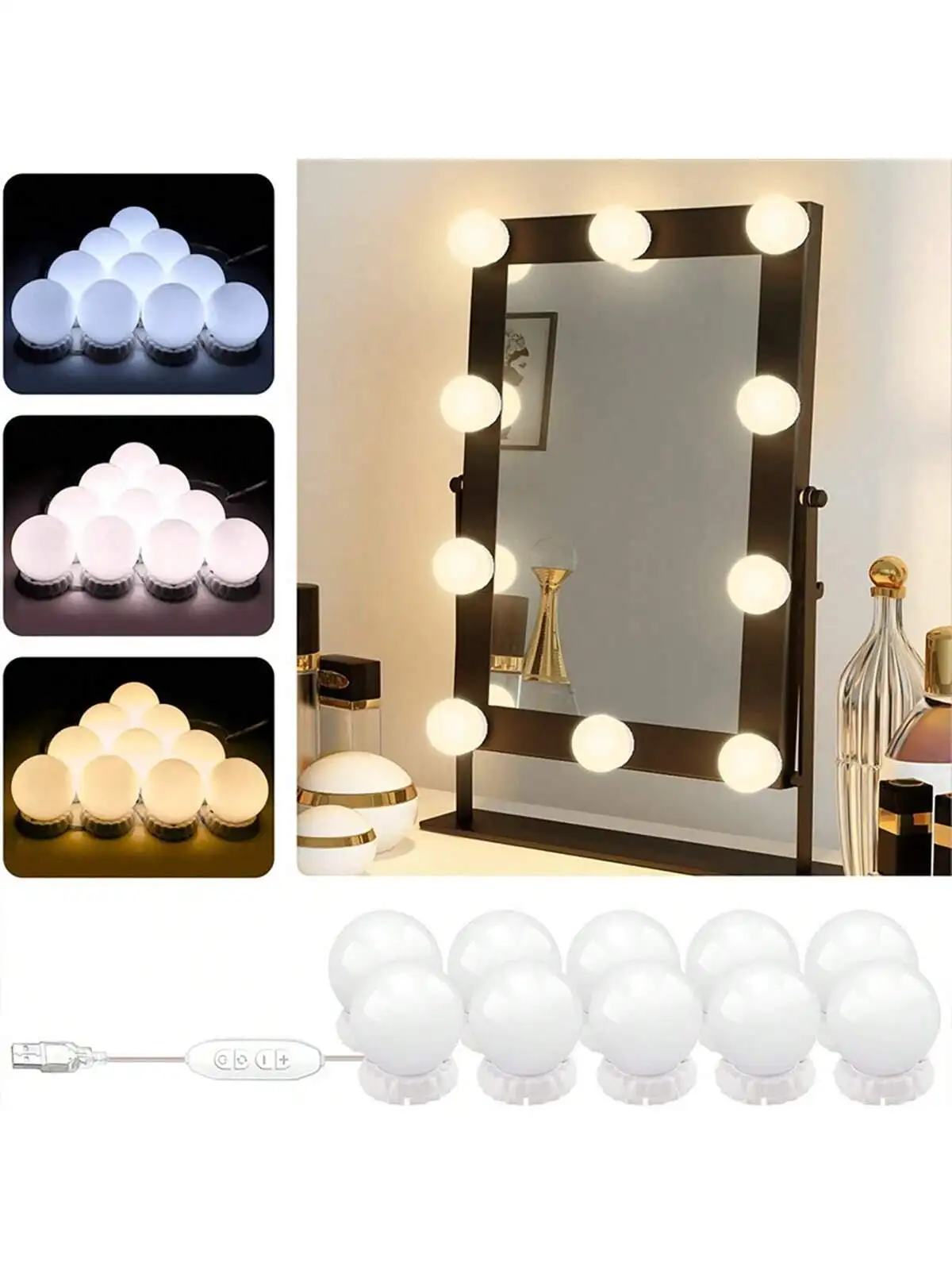 New Detachable Bulbs Professional Makeup Mirror Lamp USB Power Cosmetic Mirror Light Hollywood Dressing Table Led Vanity Lights