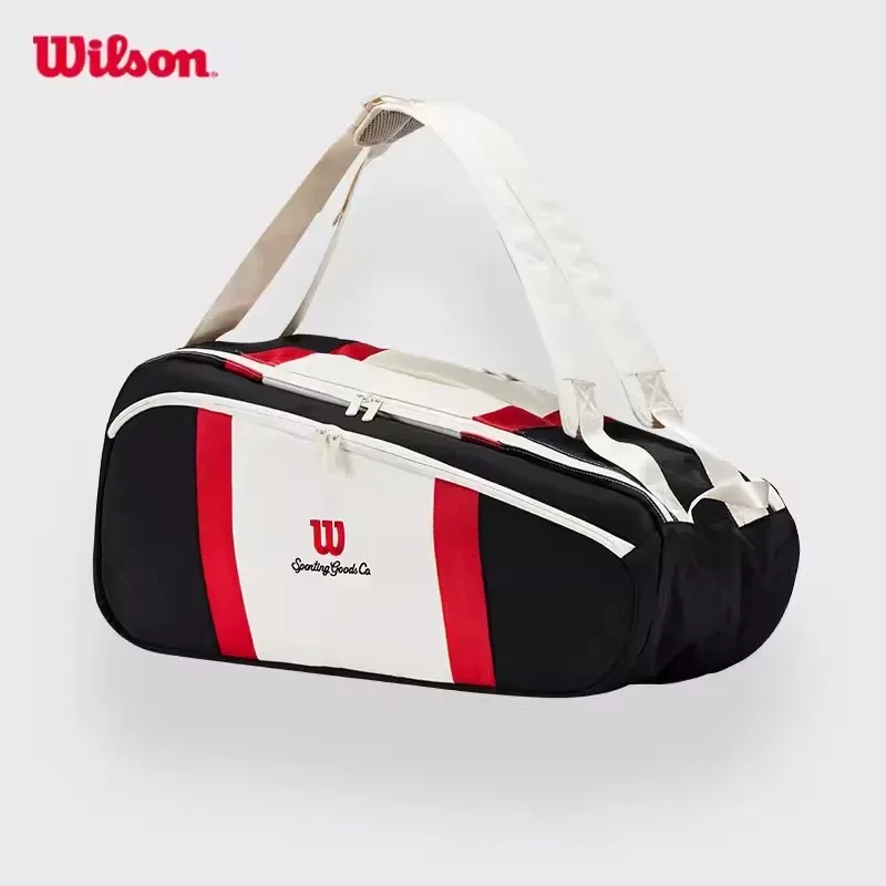 Wilson 2024 Tennis Bag New COURAGE Series Red, White, Black Backpack 9-Pack Tennis Racket Bag Accessories Bag for Men and Women