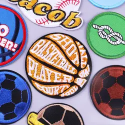 DIY Basketball Badges Embroidery Patches For Clothing Iron on Patch Thermoadhesive Patches Sports Football Jeans Stickers Stripe