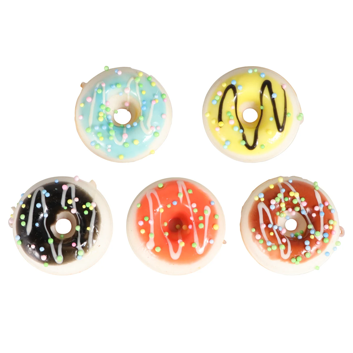 

5Pcs Simulated Keychain Colorful PU Material Doughnut Key Hanging Lightweight Durable Decorative Accessories Jewelry Parts