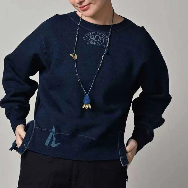 

2026 Spring Women's Loose Fit Long Sve round Ne Cotton Sweatirt Embroidered Hollow out Side Open Faionable Versatile...