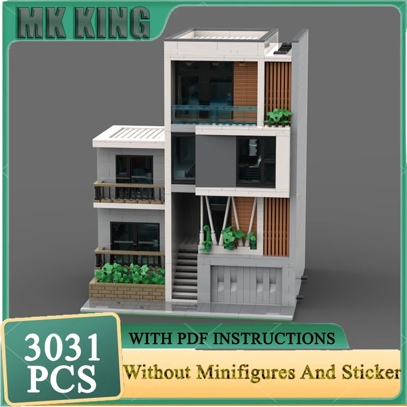 

Street View Moc Building Block Modern Luxury Town House Modular Building Model Technology Brick DIY Assembly Toy Holiday Gift
