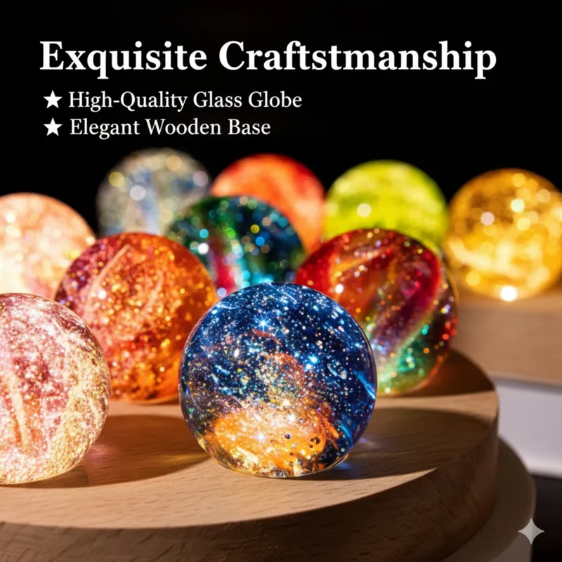 

Crystal Ball Glass Seven Color Luxury Beads Glowing Seven Star Array Birthday Gift LED Desktop Decoration Ornament Night Light