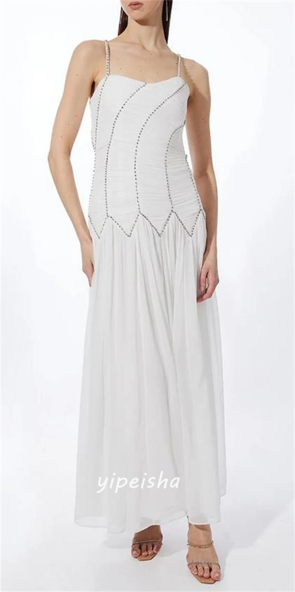 Customized Yipeisha Exquisite Modern Style Off the Shoulder A-line Beading Draped Chiffon Bespoke Occasion Dresses