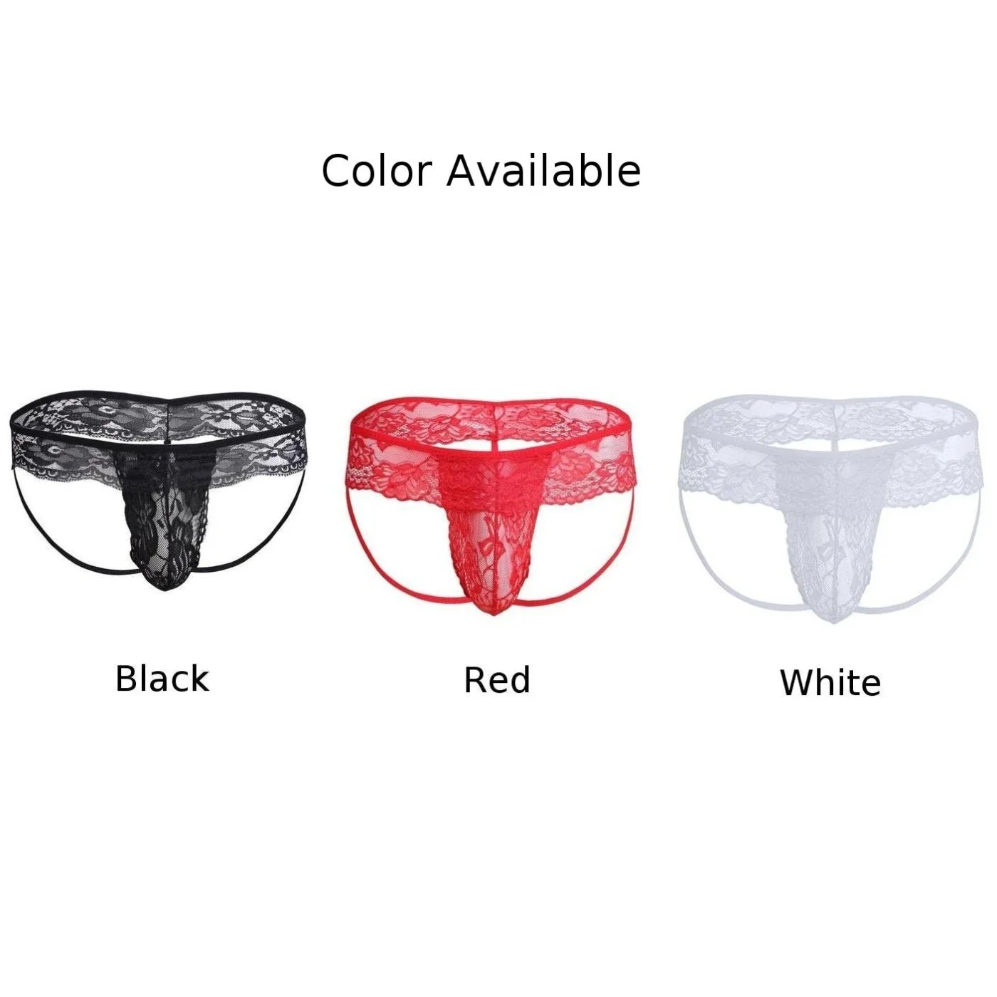 1pc Sexy Men\'s See Through U-Convex Pouch Thongs Briefs Underwear Solid Color Sissy Male T-back Lace G-Strings Panties