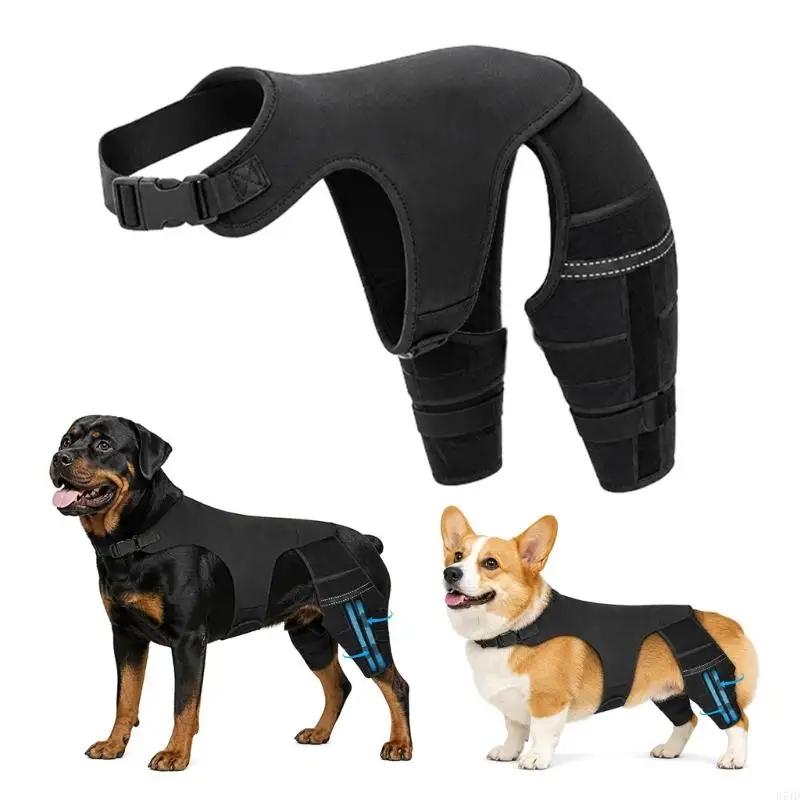 Dog Rear Leg Support Wrap with Upper Panel, Covers Both Rear Legs for Walking, Standing, Quiet Rest, and Routine Use 37JD