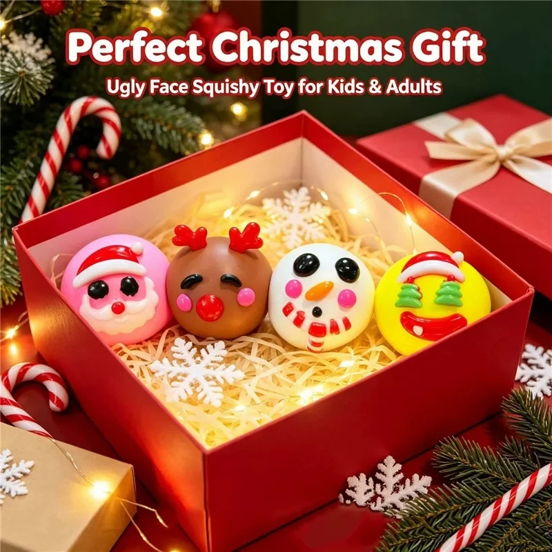 Funny DIY Dog Face Christmas Limited Edition Squeeze Stress Ball Toy Soft Slow Rebound Anti Anxiety Relief ADHD Autism Relax Toy