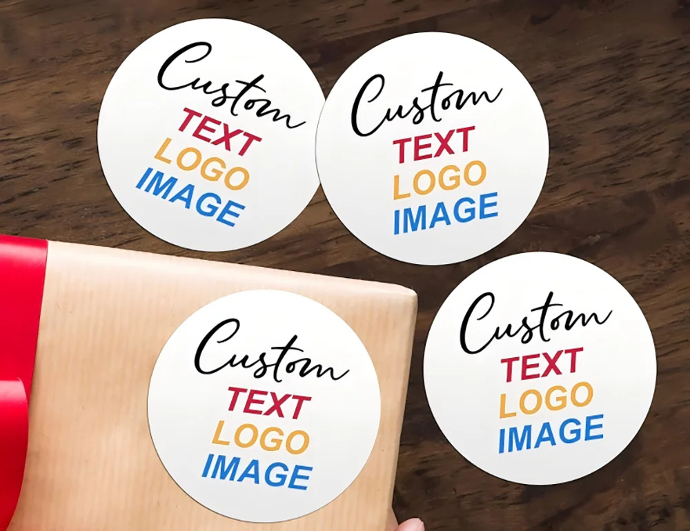 Anpassbares Aufkleber-Etikett mit individuellem Foto, Vinyl, mit Text-Logo, wasserdicht, personalisiert, rund, für Werbeveranstaltungen, Firmengeschenk – Detail 7