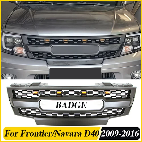 조명이있는 전면 그릴 범퍼 그릴 자동차 부품 액세서리 장식은 2009-2016 Nissan Frontier/Navara D40에 적합합니다.