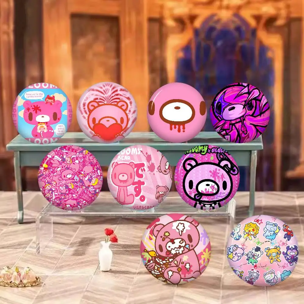 Cartoon G-Gloomy Bear 58mm Cute Anime Figure Icon Badge Handmade Tinplate Brooch for Backpack Clothes Chest Ornament Gifts