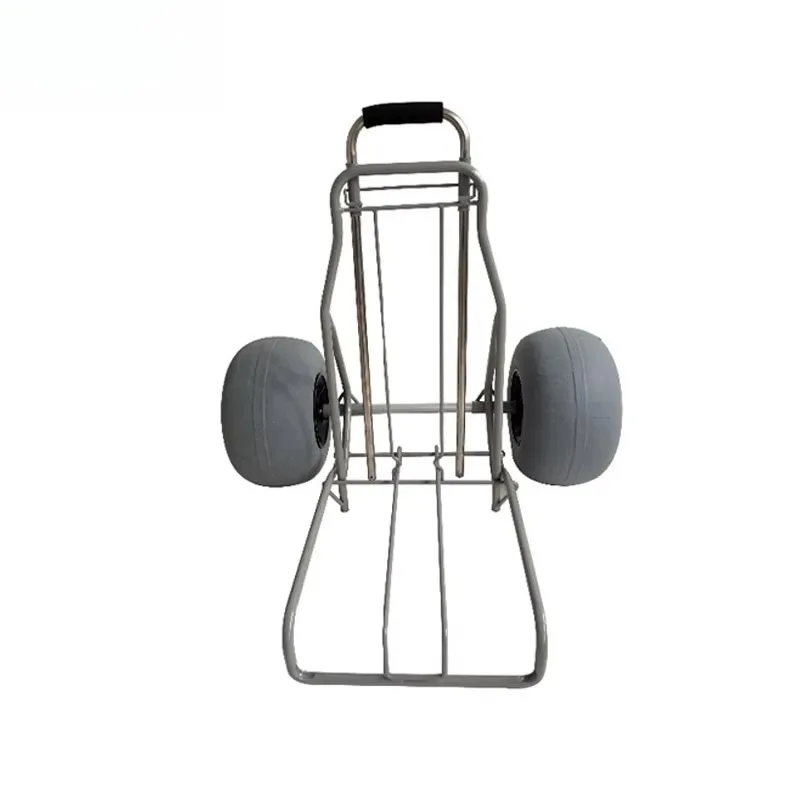 Foldable Beach Trolley Cart with Balloon Tires Beach Trailer for Fishing Portable Outdoor Utility Cart