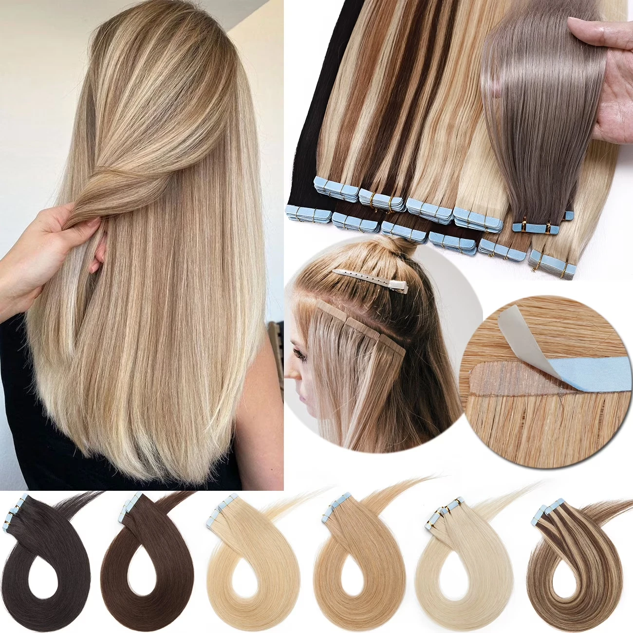 human-remy-hair-tape-in-hair-wig-20pcs-18inch-straight-8-p18-613-transform-your-look-special-occasion-wholesale