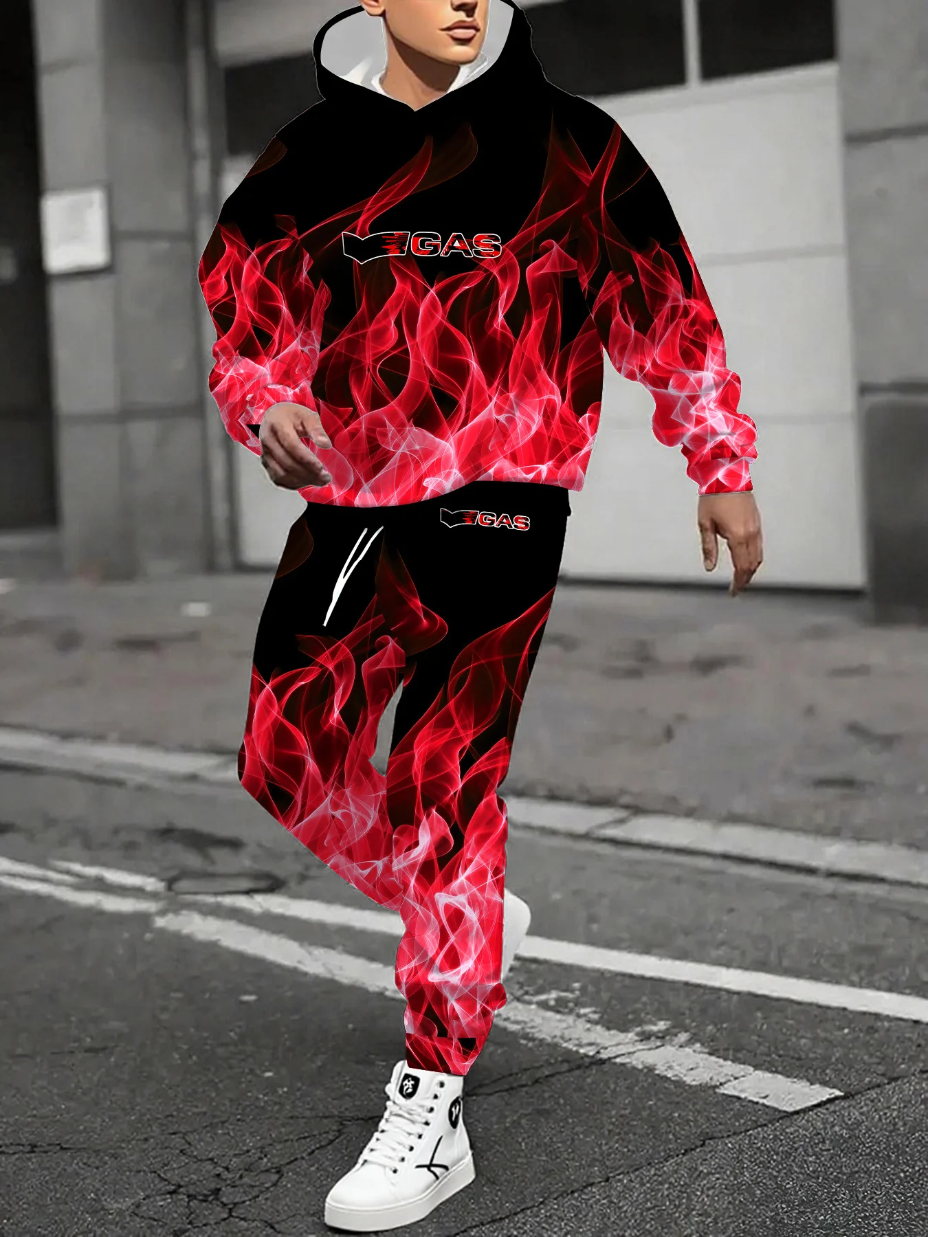 2025 Conjunto de sudadera con capucha de otoño e invierno para hombre, conjunto de sudadera con capucha informal a la moda, ropa de calle, conjunto de sudadera con capucha transpirable y de secado rápido para hombre