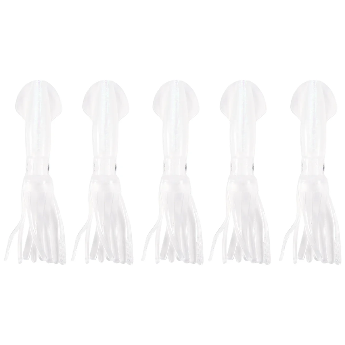 5Pcs Glow Luminous Silicone Squid Lures Soft Squid Skirt Bait Artificial Lure for Saltwater Fishing