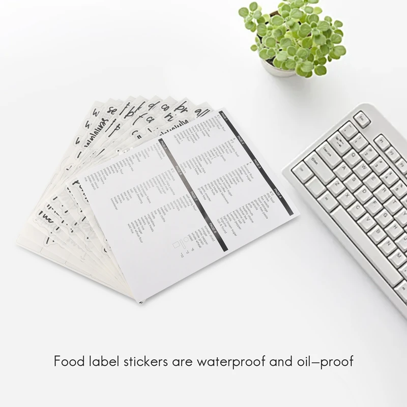 168PCS Pantry Label Printed Home Containers Jars Bottles Tags Waterproof Transparent Self-Adhesive Food Label Stickers