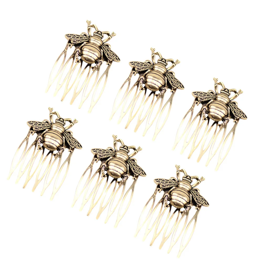 

6Pcs Alloy Bee Shaped Vintage Hair Comb Retro Accessories for Women DIY Party Casual Hairstyles Women Hair Comb