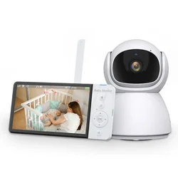 Baby Monitor 5.0 Inch Wireless Video No WiFi No APP Downloading IPS Screen with Nanny PTZ Camera 2-way Audio VOX Lullaby ABM700
