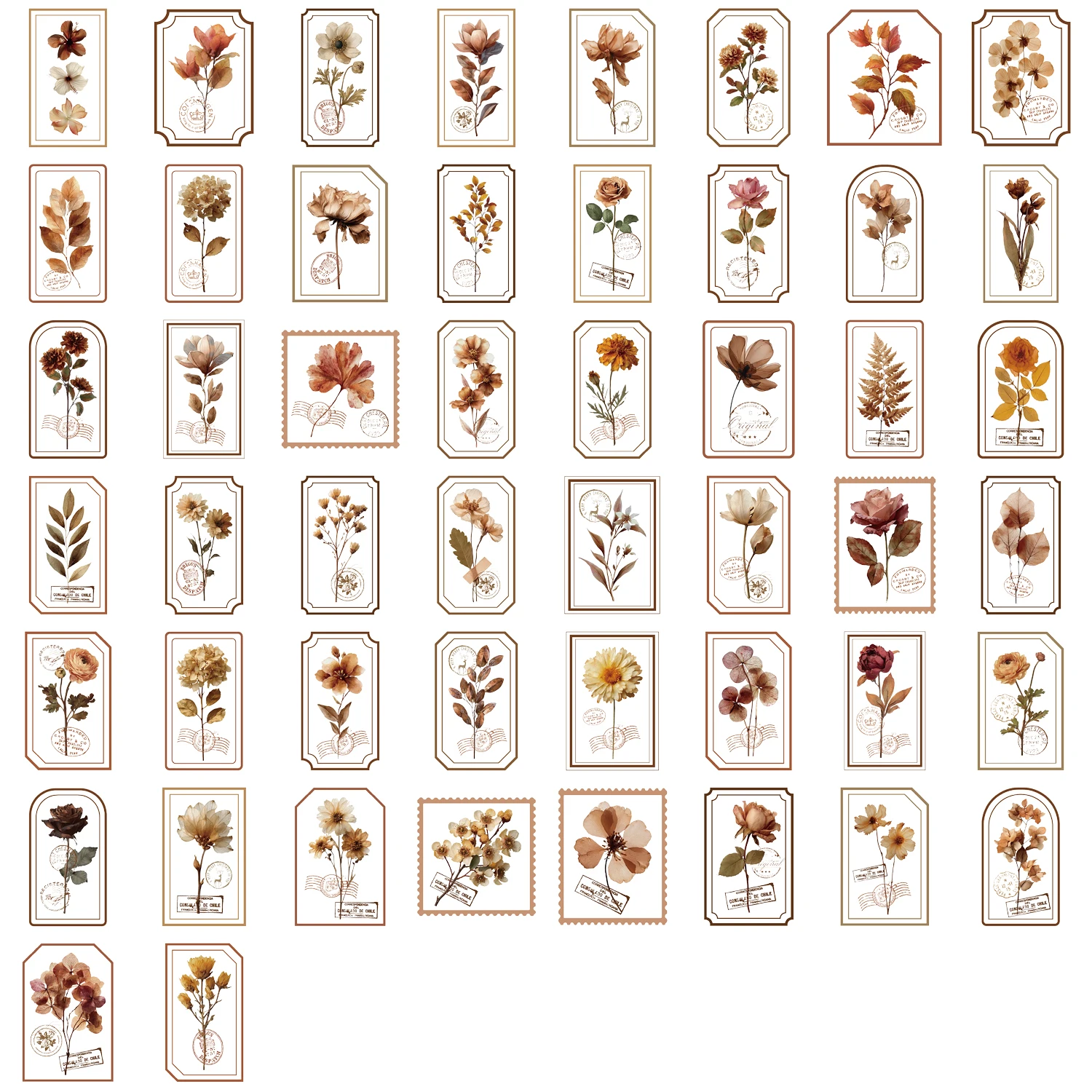 50 pçs flor planta adesivos criatividade estética decorativa mão conta diário decoração suprimentos etiqueta pet adesivos crianças brinquedos