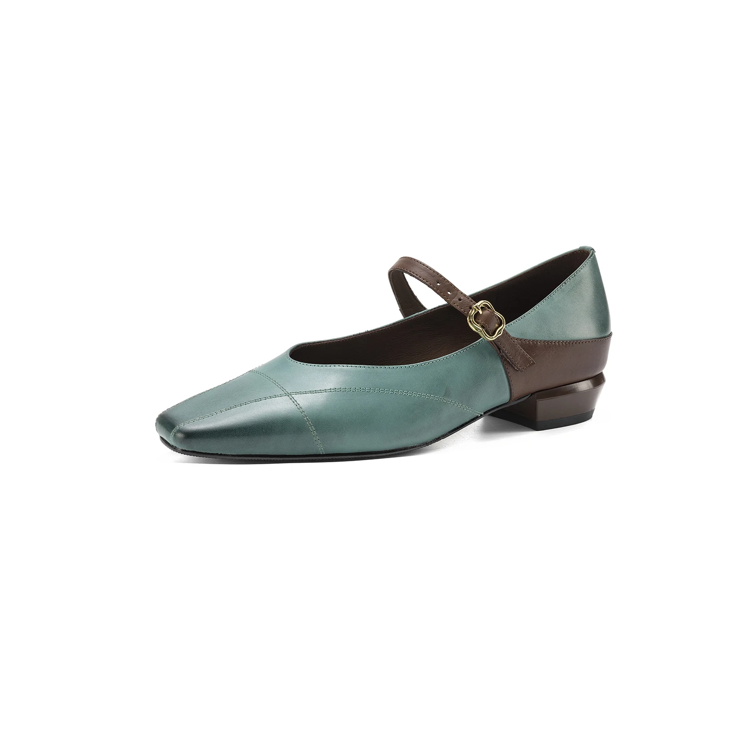 

Genuine Leather Sheepskin Square toe Mary Janes Shoes ,Work High Heels Fashion Shallow Buckle Strap Womens shoes