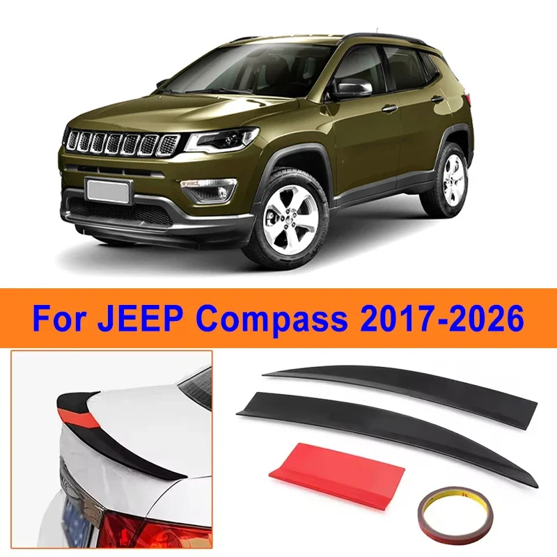 

For JEEP Compass 2017-2026 3-Section ABS Rear Trunk Spoiler 115-125cm Adjustable Sports Decor Top Wing Car Exterior Parts